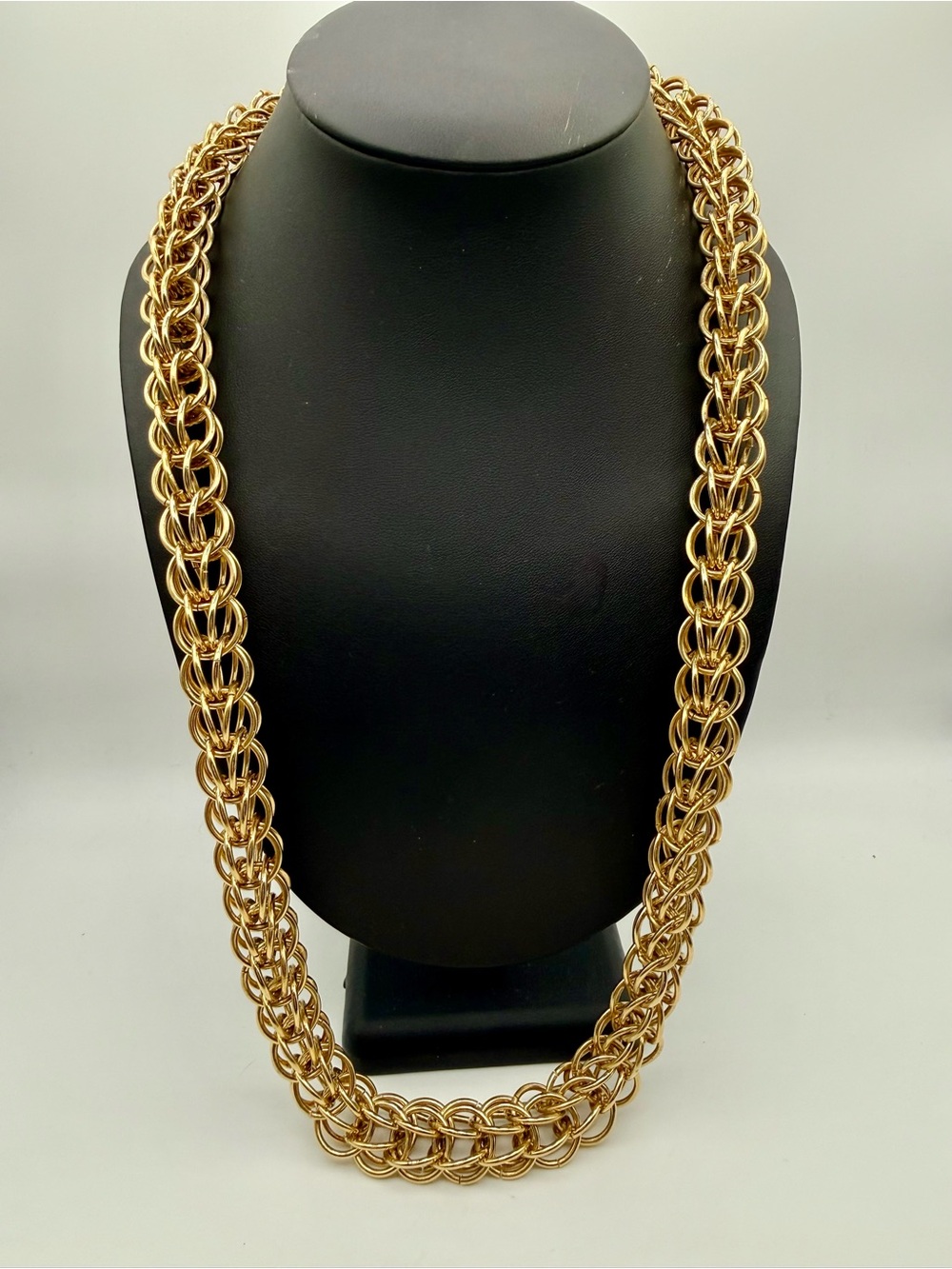 Vintage Gold Tone Byzantine Endless Necklace 28”